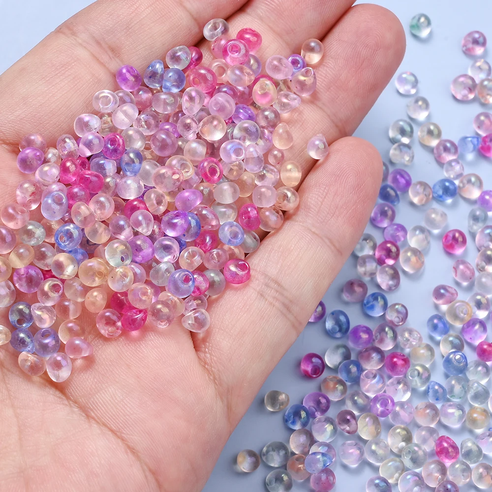 100Pcs 5mm Water Drop Type Rice Beads Loose Spacer Beads For Handmade Bracelets Necklaces Earrings Mobile Phone Chains Accessory