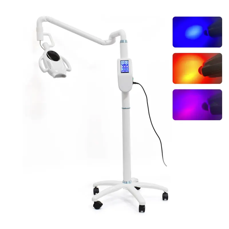 60w Portable dental teeth whitening LED machine 3 colors / moveable bleaching unit lamp floor standing with wheels