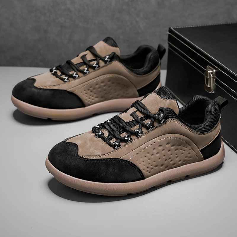 

Wide Toe Barefoot Sneakers For Men Outdoor Non-slip Men's Walking Shoes Comfortable Leather Casual Sneakers Man Driving Shoes