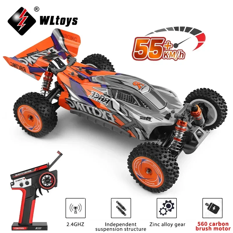 WLtoys 124010 55 KM/H RC samochód profesjonalny pojazd wyścigowy 4WD elektryczny, wysoki zabawki zdalnie sterowane do dryfu prędkości na prezent dla