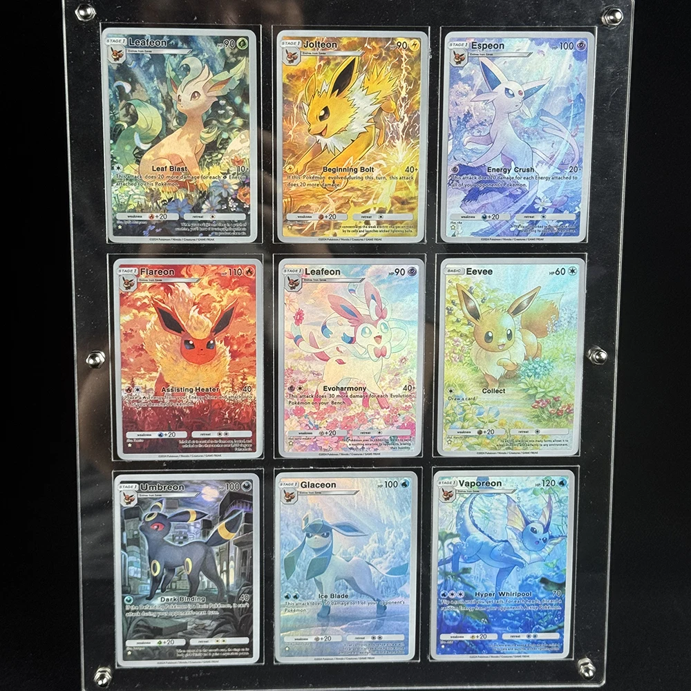 

9Pcs/set Cartoon PTCG POCKET Eeveelution Collection Card Anime Espeon Flareon Sylveon Refraction Color Flash Classic Card Gift