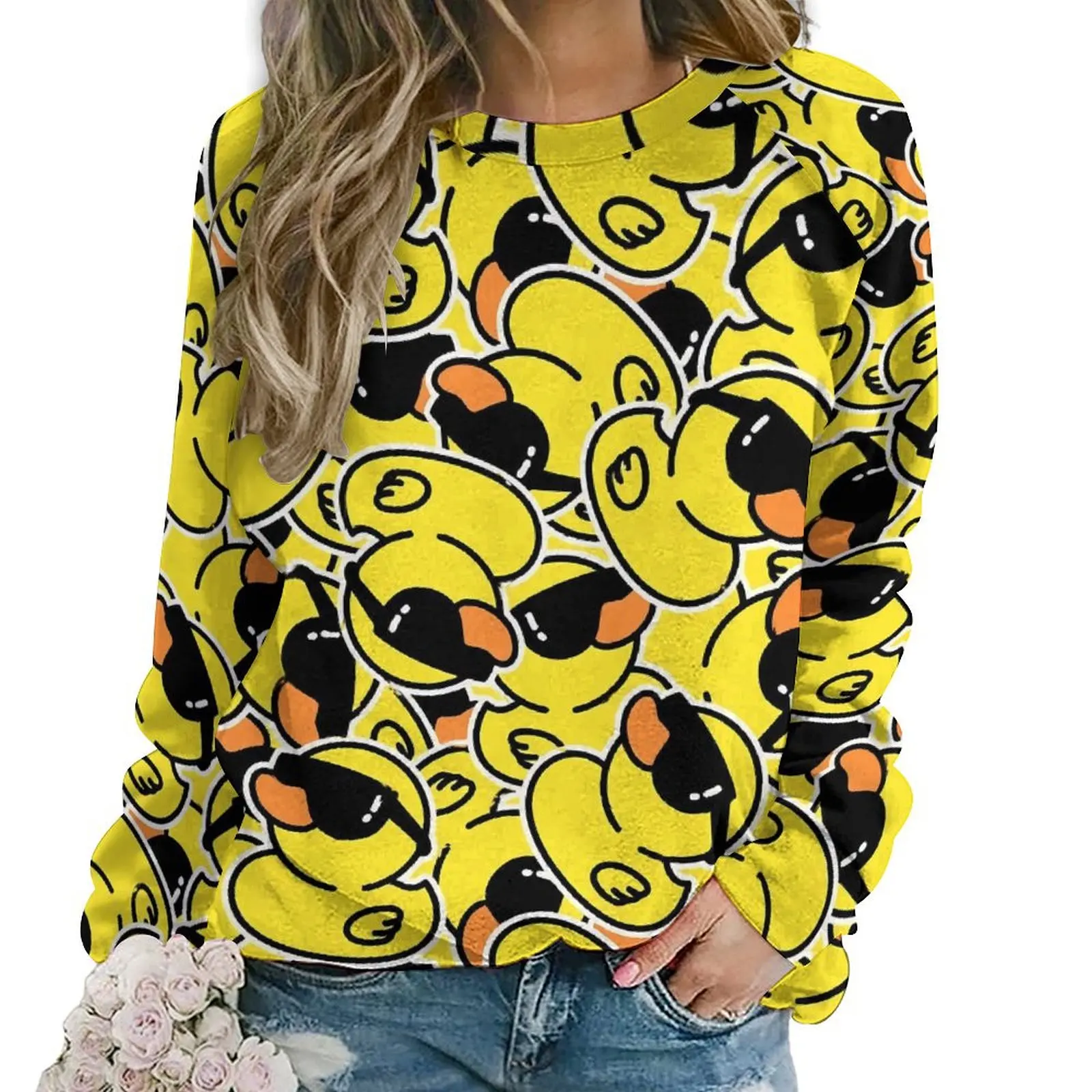 

Cool Ducks Print Casual Hoodies Winter Cute Ducklings Modern Hoodie Long Sleeve Oversized Korean Fashion Pattern Sweatshirts