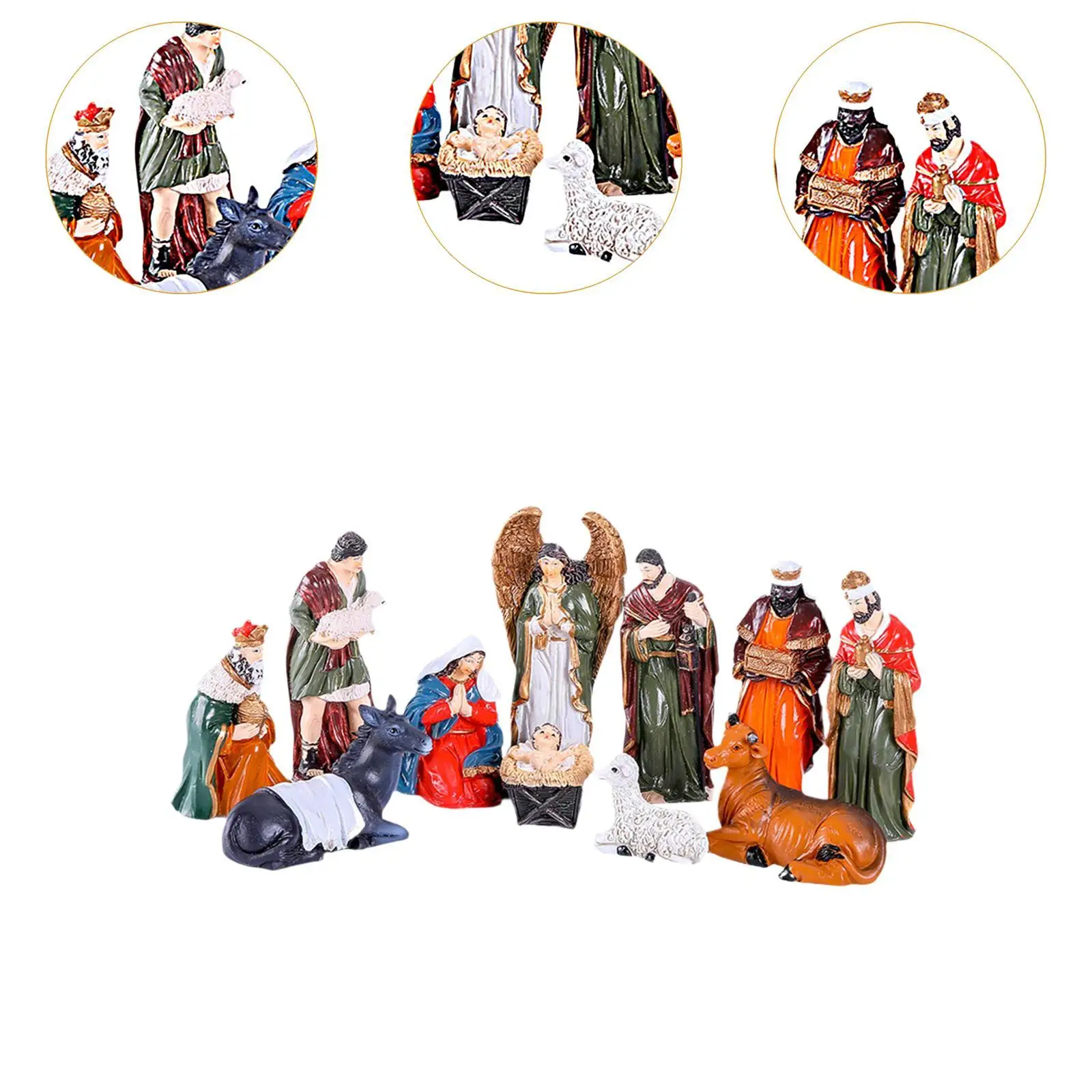 Christmas Nativity Scene Figurines Set Holiday Season Decor Easy to Use Resin Decorations Xmas Sculptures for Fireplace Bedroom