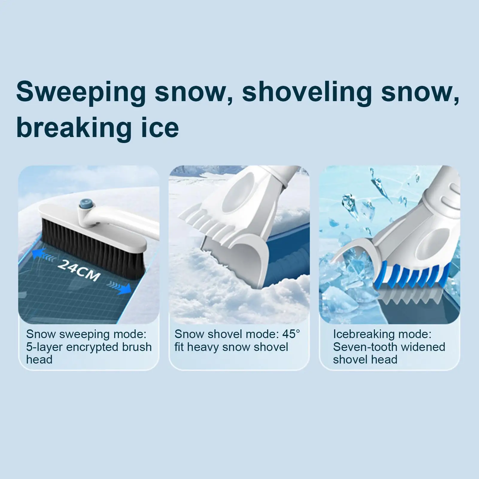 Snow Brush For Car Adjustable Long Handle Cleaner 360 Degree Pivoting Car Ice Scraper For SUV Truck Vehicle Sedans Scooters Roof