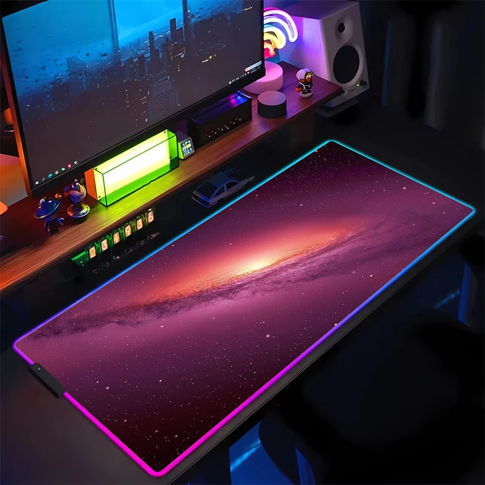 RGB Galaxy pattern super large game luxury mouse pad Multi-model computer keyboard non-slip desk mat suitable for gaming office