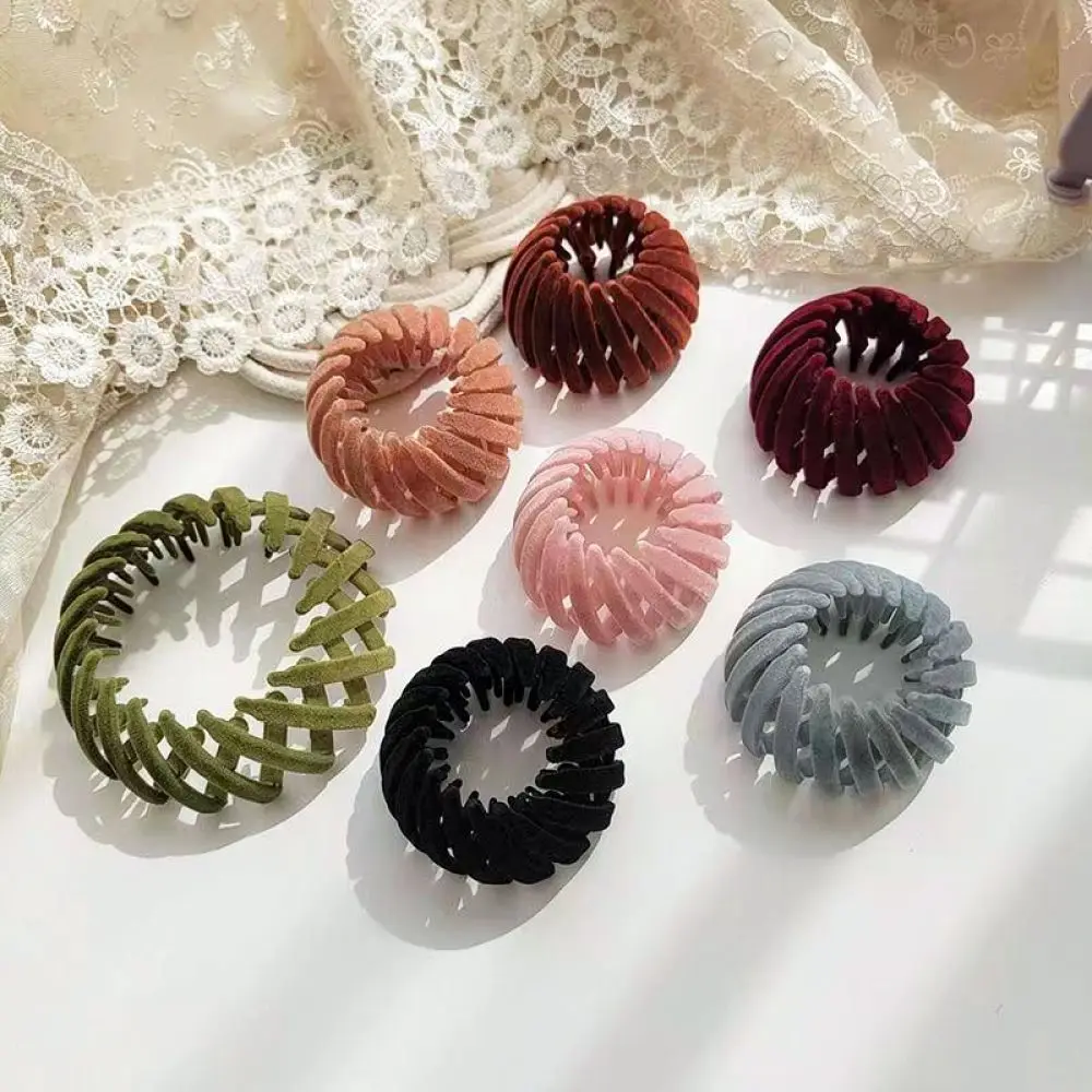 Minimalist Flocking Bird Nest Ponytail Clip Geometric Bun Maker Elegant Hair Claw Fashionable Styling Tool For Daily