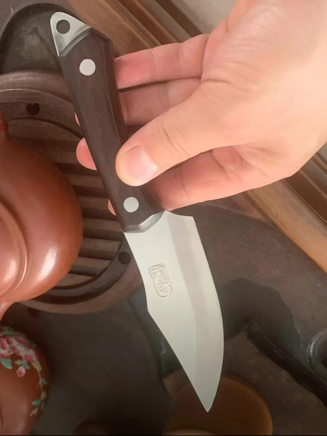 4 Inch Barbecue Knife  With Cow Leather Cover BG42 Aviation Special Steel Blade Utility Paring Cleaver Handmade Kitchen Knife