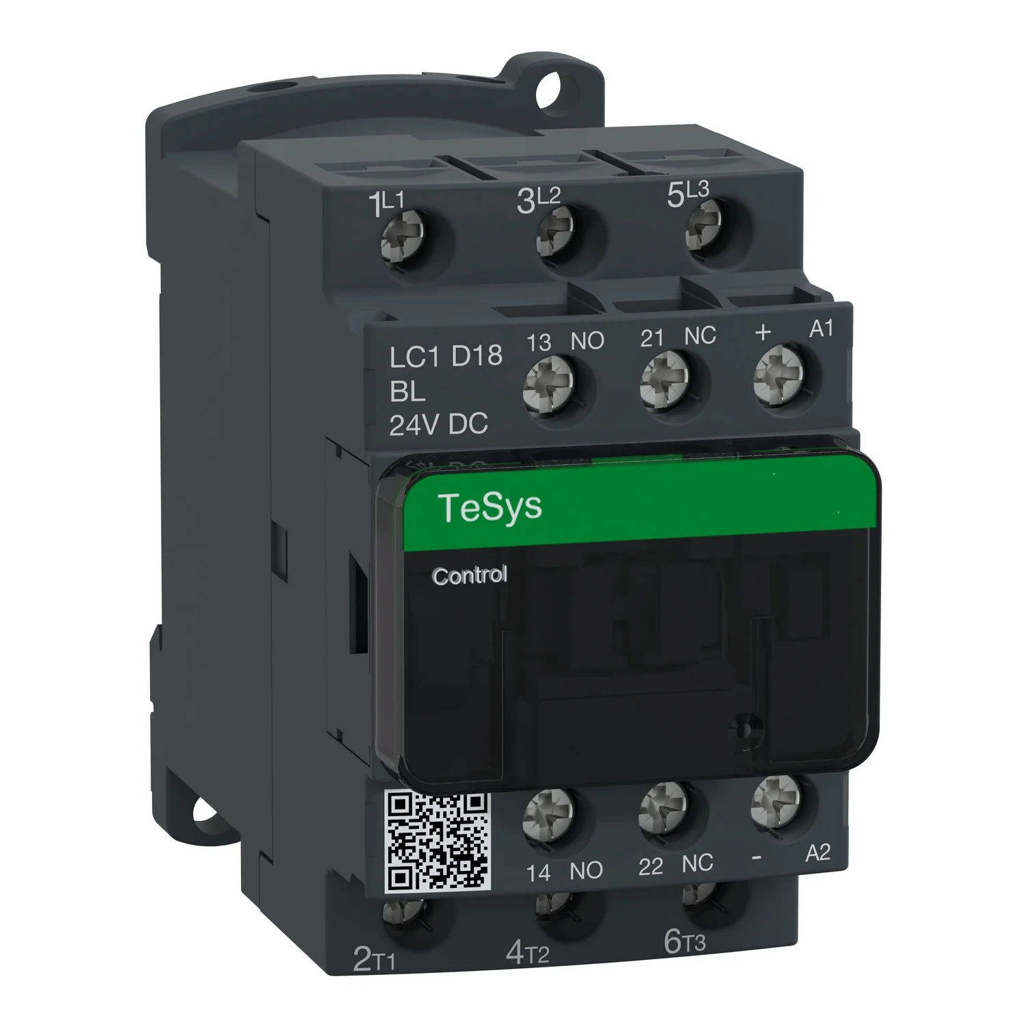 

LC1D18BL Contactor, TeSys Deca, 3P(3 NO), AC-3/AC-3e, 0 to 440V, 18A, 24VDC low consumption coil