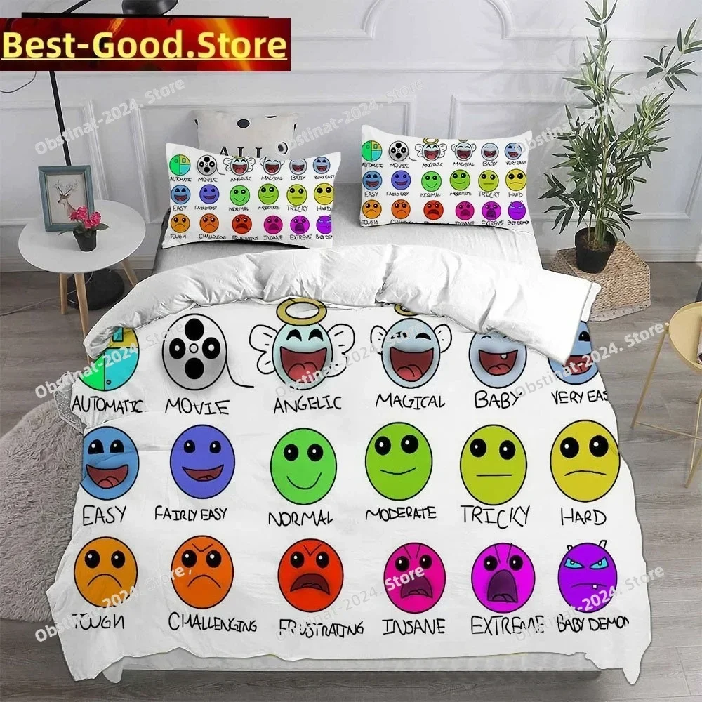 3D Geometry Dash Bedding Sets Comforter Quilt Bed Cover Duvet Cover Pillow Case 3 Pieces Sets Bedroom Decoration Home Textiles