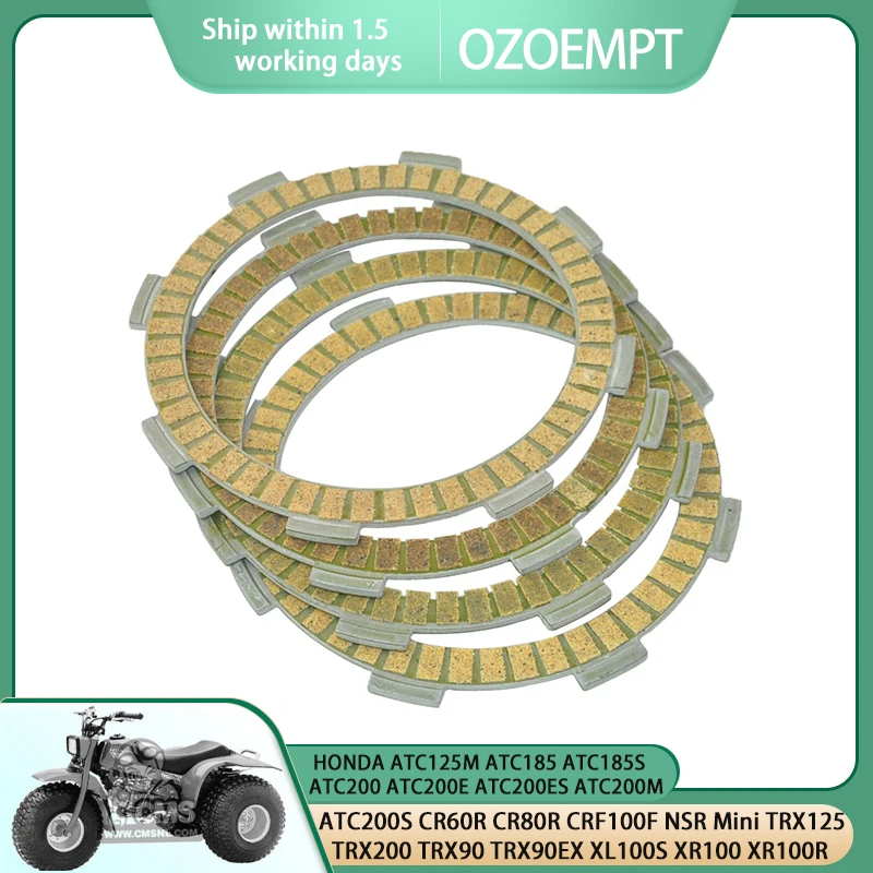 OZOEMPT Fibrous Clutch plate Apply to HONDA ATC125M ATC185 ATC185S ATC200 ATC200E ATC200ES ATC200M ATC200S CR60R CR80R CRF100F