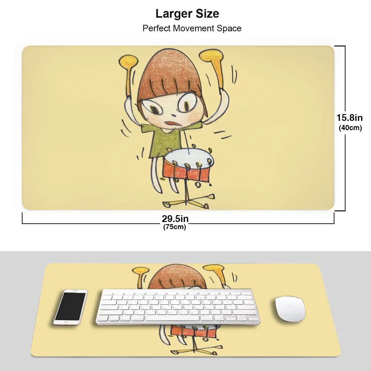 Schlagzeuger Yoshitomo Nara Tastatur Schreibtisch Matte Mousepad Nobodys Narr Große Laptop Gummi Gamer Maus pad