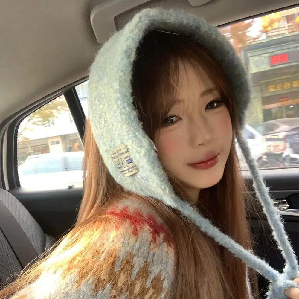 Paraorecchie con cinturino in lana stile coreano moda addensare copri orecchie lavorati a maglia tinta unita protezione per le orecchie antivento orecchie calde ragazze
