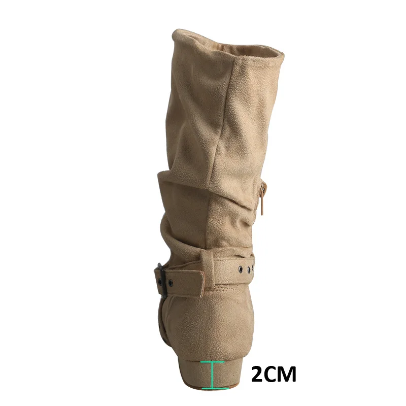 Wedopus 26 Colors Customized Heel Professional Dance Boot Mid-calf Line Dance Boots indoor Beige Color Soft Suede Sole