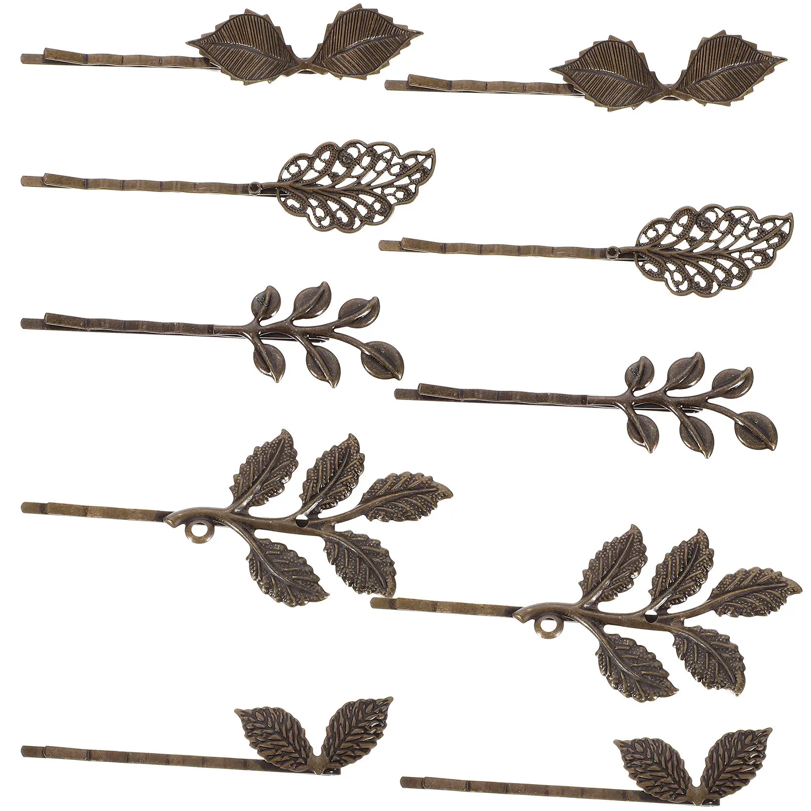 

10Pcs Retro Bronze Leaf Hair Clips Vintage Hairpin Stylish Hair Accessories for Women Special Occasions Leaf Hairpin