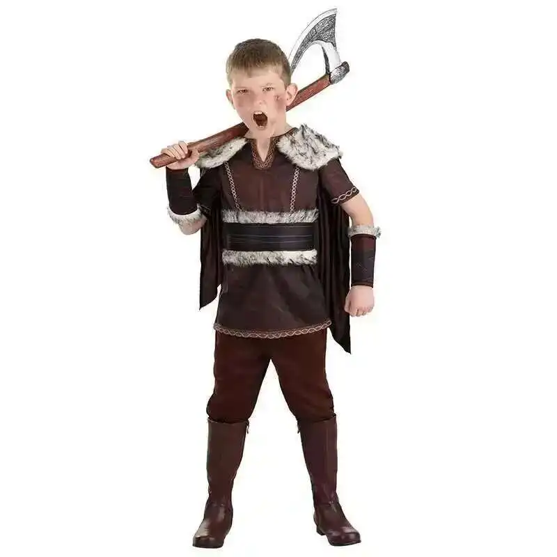 

Halloween Children's Day Stage Performance Gathering Party Nordic Viking Boy Warrior Cosplay Costume