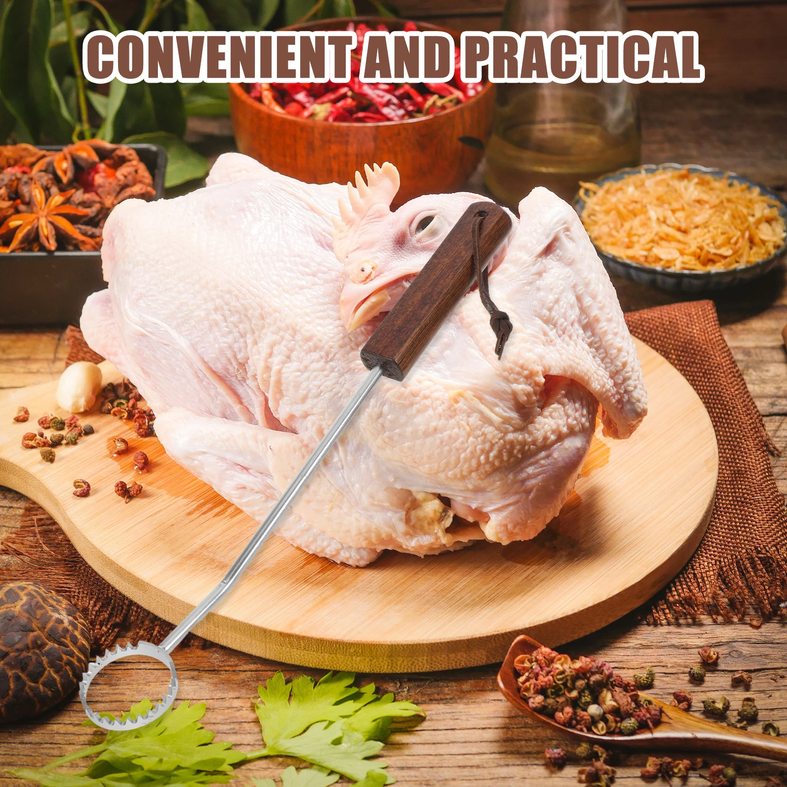 

Poultry Lung Remover Stainless Steel Lung Shears Wood Handle Chicken Turkey Duck Eviscerating Tool Professional Poultry