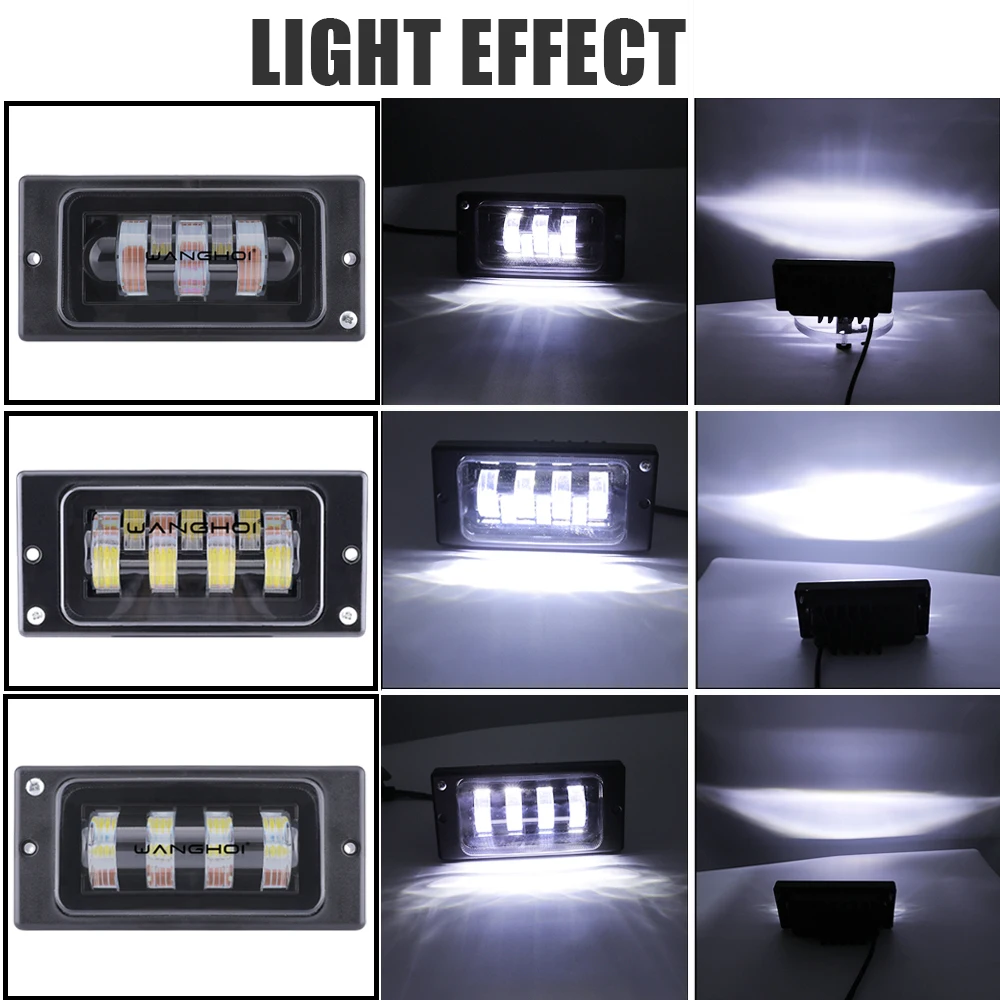 2PCS 6x4 Inch LED Headlights Flush Mount Rectangular Headlamps with 2 Pin Connector Led Work Light 12-24V for Lada Truck Offroad