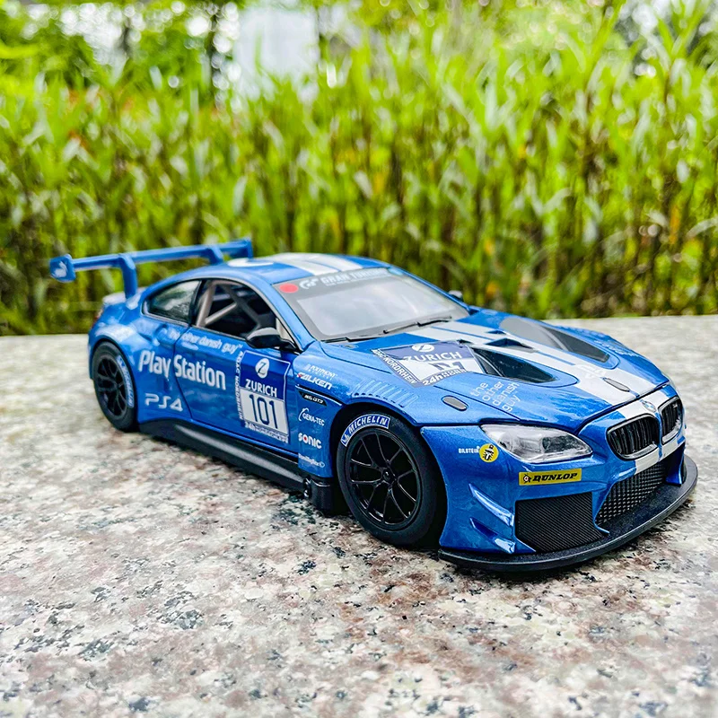 MSZ 1:24 BMW M6 GT3 Đua Xe Hợp Kim Mô Hình Đồ Chơi Trẻ Em Xe Chết-Đúc Và Xe Ô Tô Đồ Chơi Âm Thanh Và ánh Sáng Lại Kéo Về Cậu Bé Bộ Sưu Tập Quà Tặng