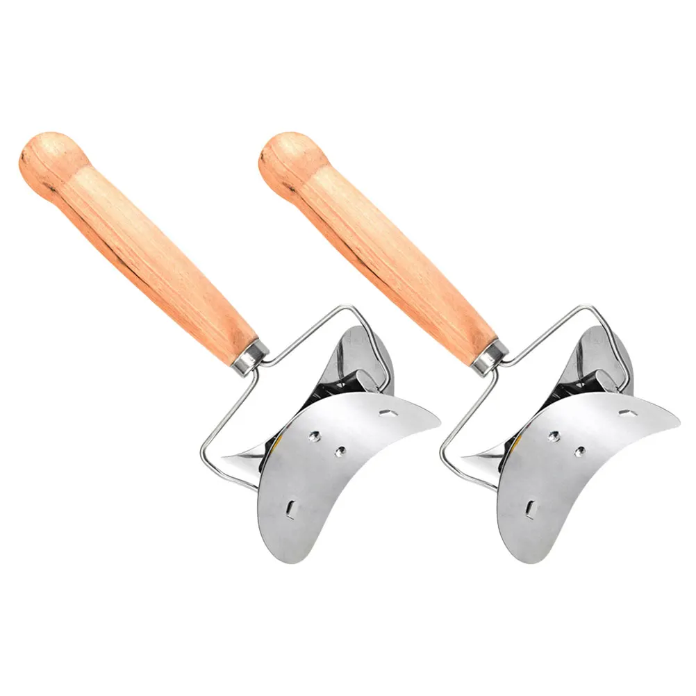 

2pcs Dumpling Mold Stainless Steel Dumpling Skin Dough Wood Handle Kitchen Tool Wrappers Pie Biscuits Dough