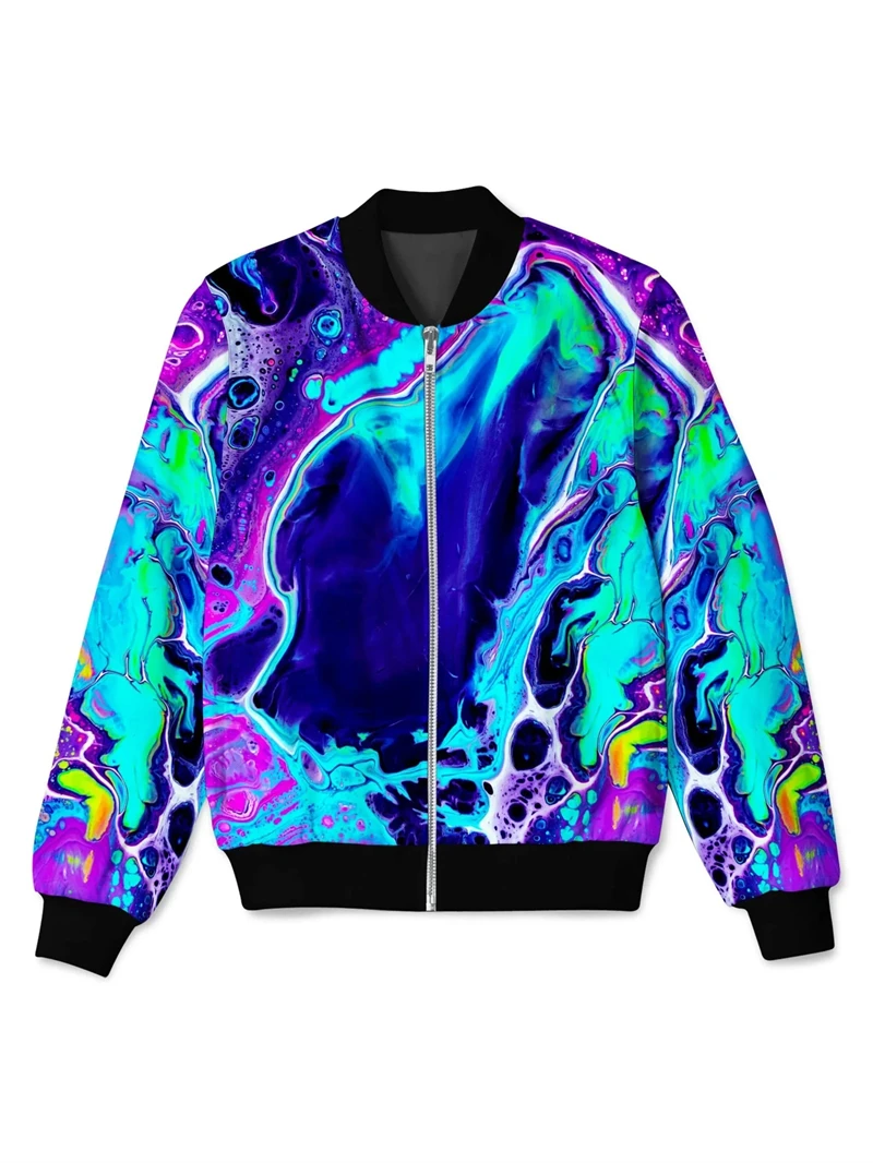 Psychedelic Graphic Jacket Pop 3D Print Zipper Men's Jacket Casual Overcoat Loose Brand Zip Up Coat Outdoor Sportwear Sweatshirt