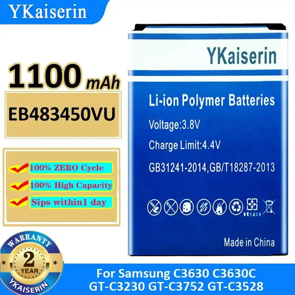 High Capacity EB483450VU For Samsung C3630 C3630C GT-C3230 GT-C3752 GT-C3528 Mobile Phone Battery 1100Mah