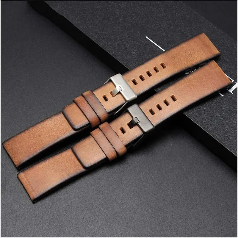 진짜 레트로 진짜 가죽 시계 밴드, 디젤 DZ4343 DZ4323 DZ7406 시계 스트랩, 빈티지 가죽, 22mm, 24mm, 26mm 하이 퀄리티