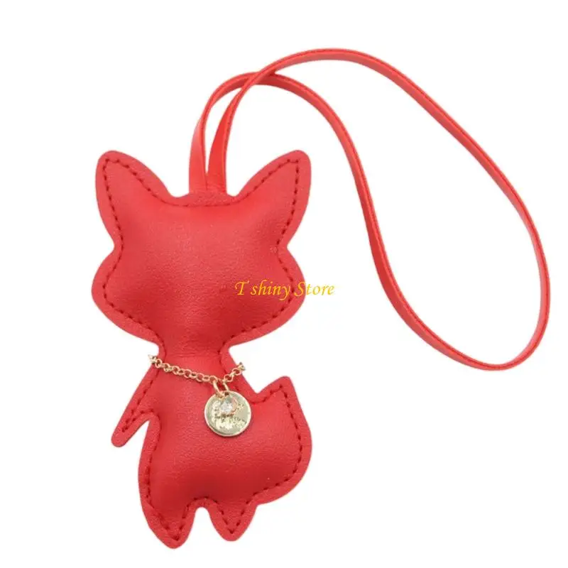 N58F Friendly Faux Leather Charm Adjustable Necklace Keychain Multi Purpose Fashion Jewelry