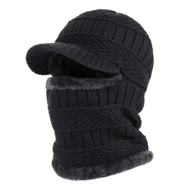 Winter Hat Skullies Beanies Hat Men Women Wool Scarf Cap Balaclava Mask Gorras Bonnet Knitted Hat Windproof Visors Hiking Cap