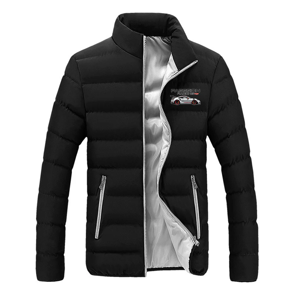 Top-level Racing Element Pattern Men's stand up collar zipper cotton coat street fashion business casual zipper jacket Hoodies