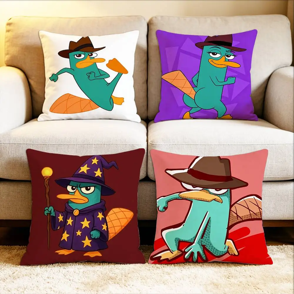 Cute Cartoon P-Perry The Platypus Various Sizes Square Pillow Case For Car Home Bedchamber Decor