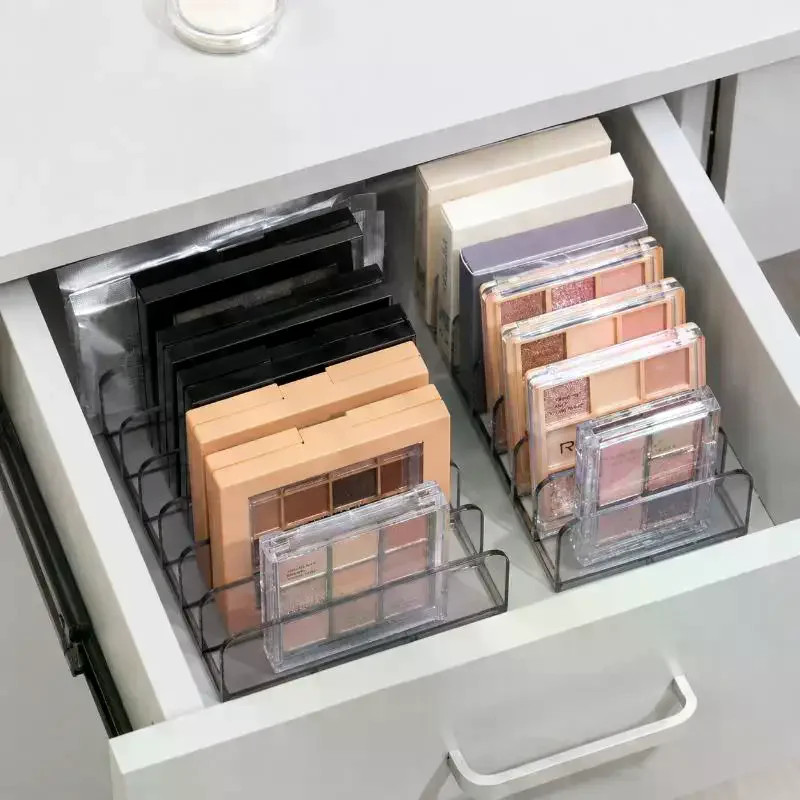 7-Slot Transparent Plastic Cosmetic Organizer Multi-Functional Makeup Holder for Home Office Bathroom Dressing Table Sorting