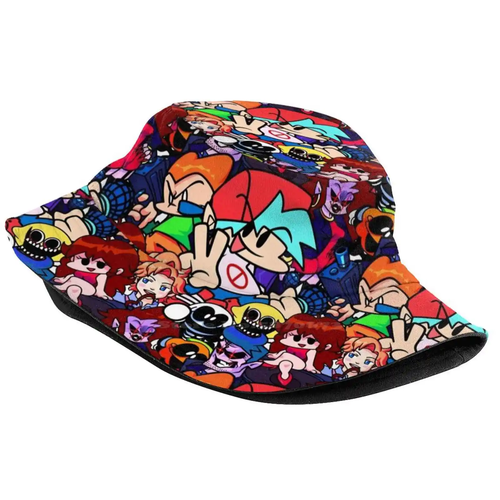 Friday Night Funkin Collage Uv Protection Foldable Bucket Hats Women Men Boyfriend Keith Picos School Fnf Friday Night Funking