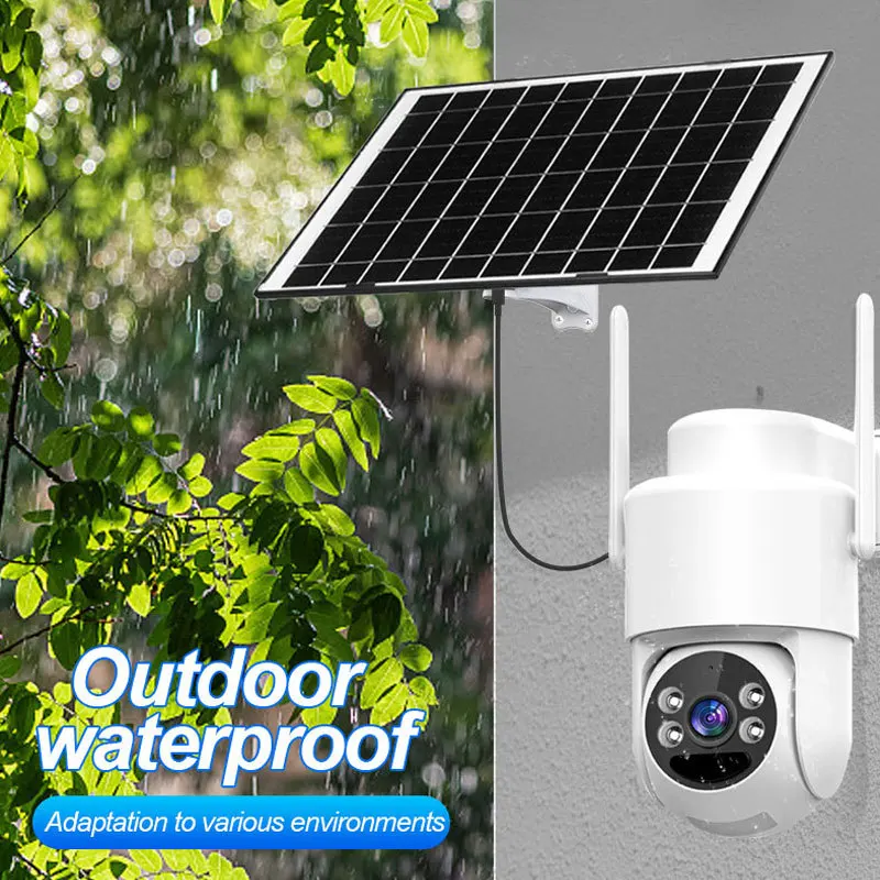 PIR Solar Wifi/4G PTZ IP Security Cam Outdoor Waterproof Battery Powered Wireless CCTV Video Surveillance Camera 2'' Color Night