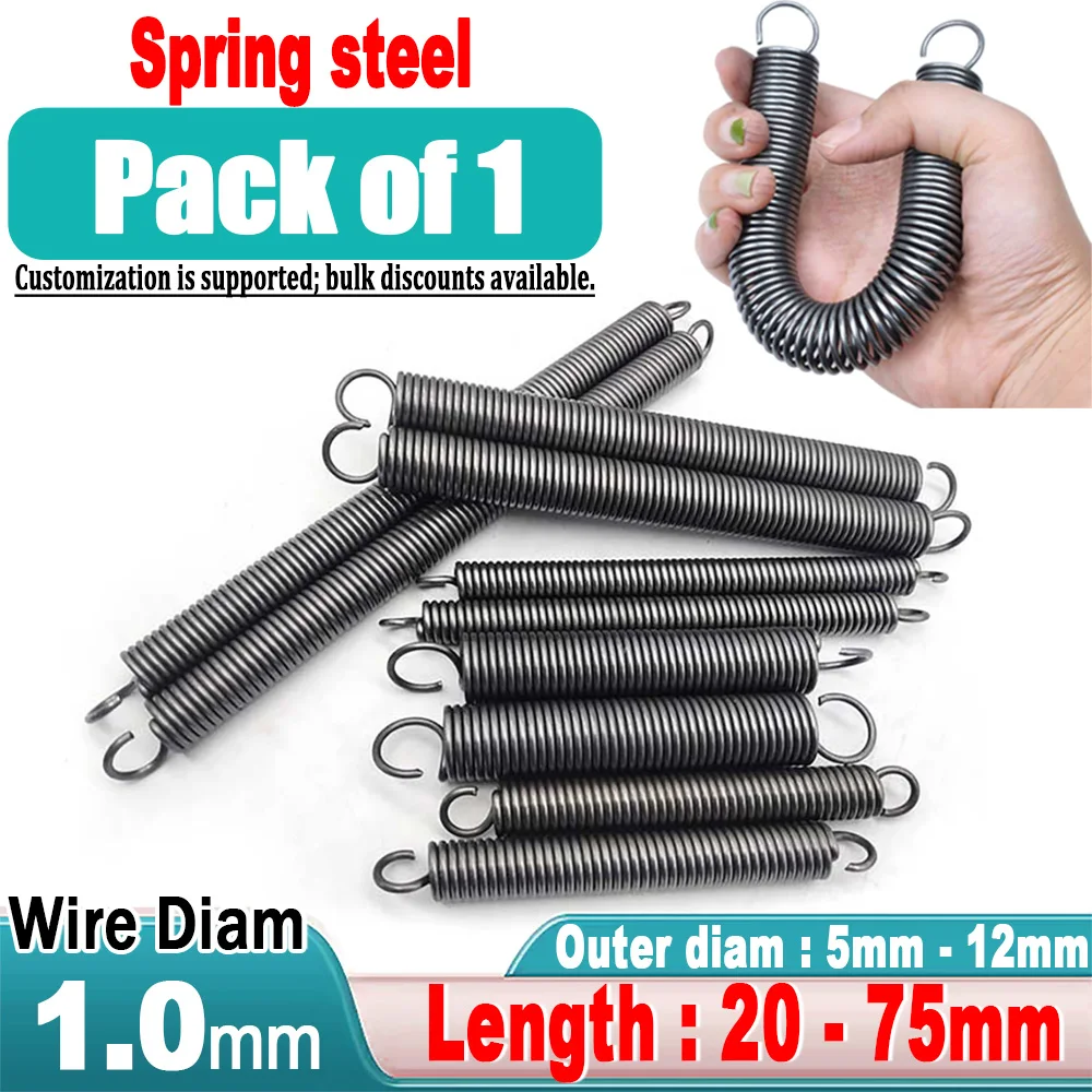 Spring Steel Open Hook Tension Spring Wire Diameter 1.0mm with O Hook Extension Spring Outer Diameter 5-12mm Extension Spring