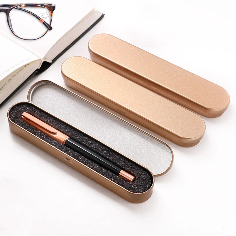 17x2cm Black Metal Pen Box High Quality Protection Box For Fountain Pen Pencils Stationery Gift Box Office School Supplies