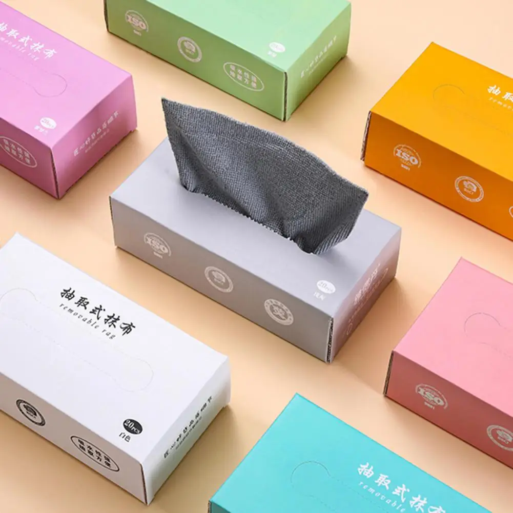 20Pcs/Box Useful Dish Cleaning Rag Lazy Paper Towel Lint Free Cleaning Towel Extractable Design Kitchen Accessories