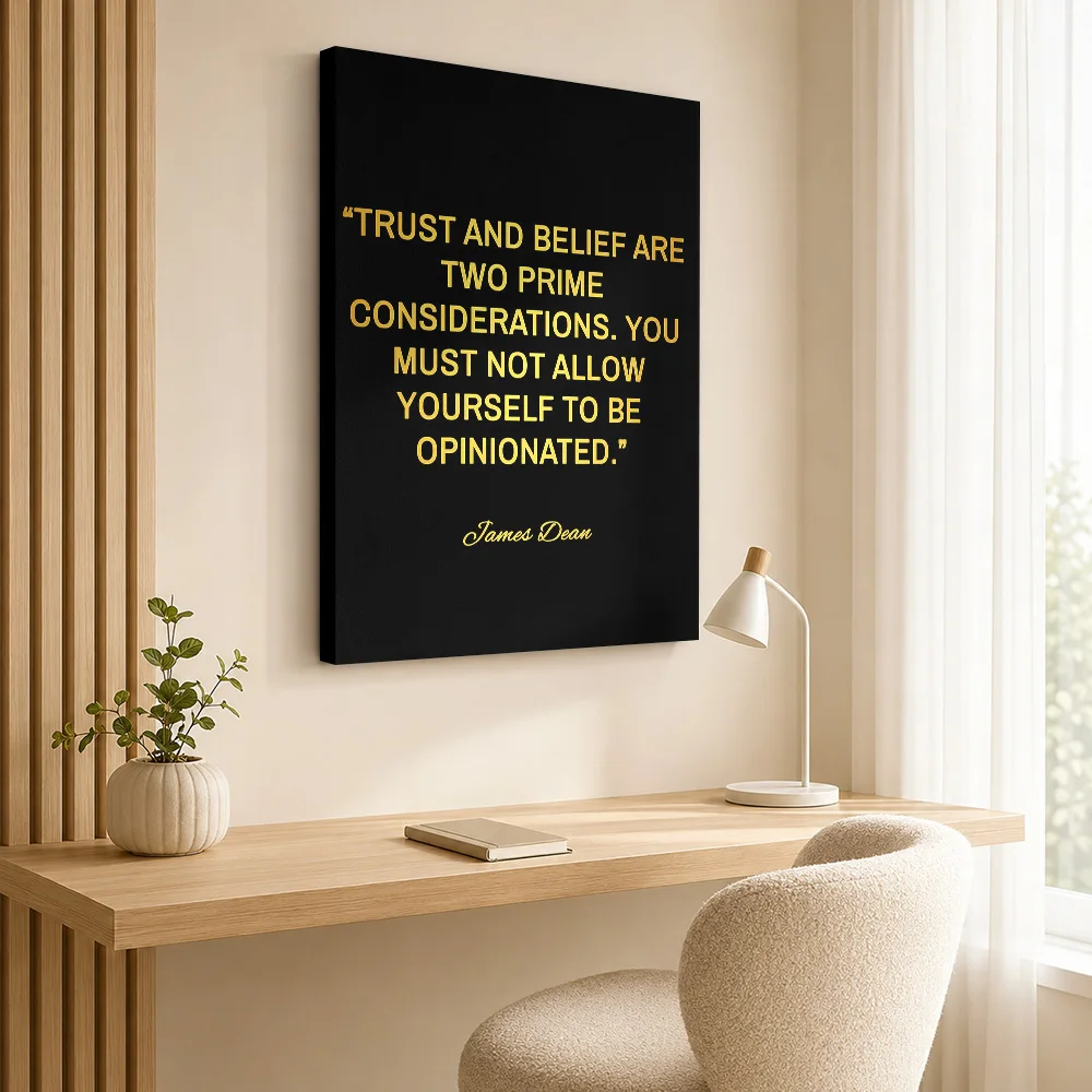 James Dean Quote Canvas Poster Personalized Photo Gold Typography Illustration Wall Art For Home Theater Lounge Film Fan Gift
