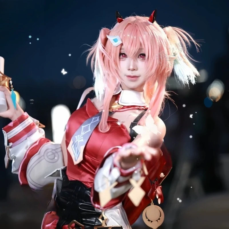 Genshin Linnea Cosplay-Perücke, Kunsthaar, für Halloween, Karneval, Konvention, Verkleidung, Damenkostüm, Requisiten, Party-Perücke, kostenlose Perückenkappe