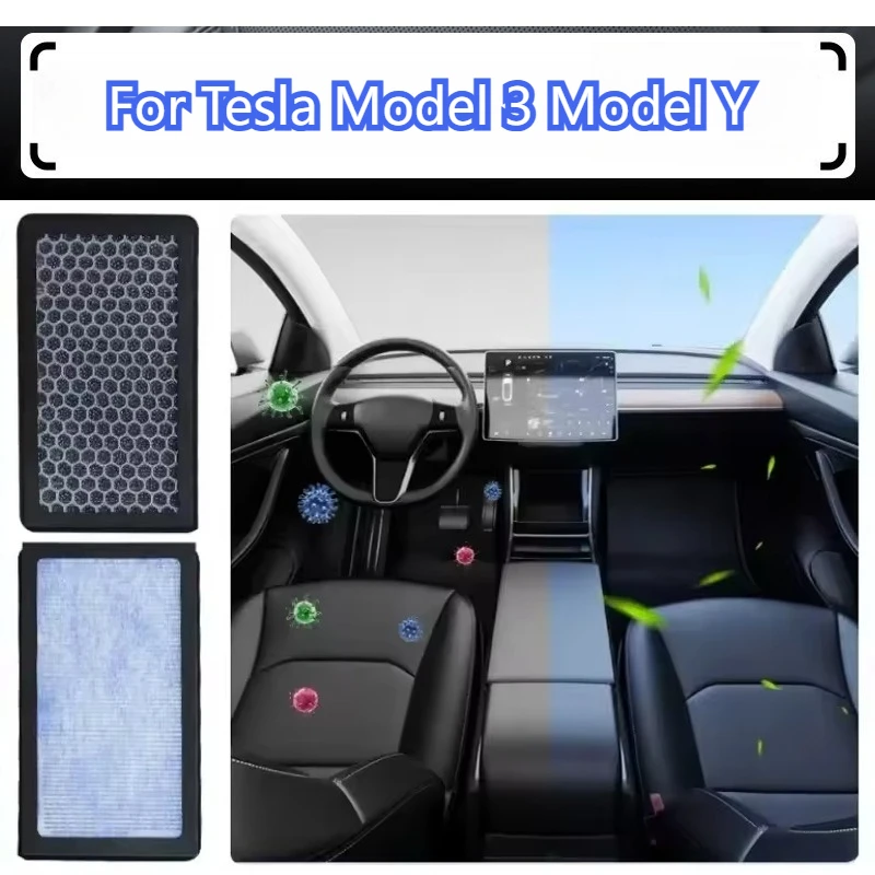 

Air Filter for Tesla Model 3 Model Y Carbon Activated PM2.5 Cleaner Air Filter Conditioner Replacement Kit HEPA Activated Carbon
