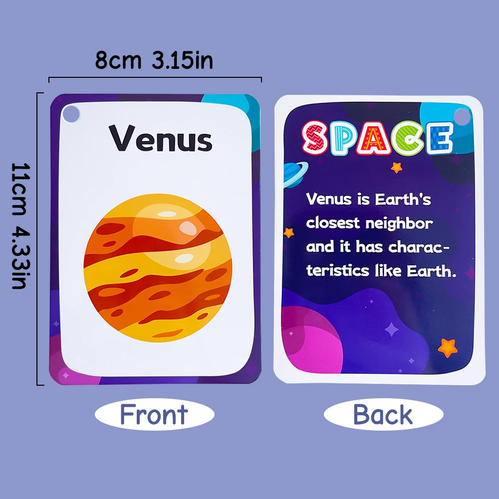 Space Exploration Card Solar System Educational Flashcard for Toddlers English card for Kids Children Science Learning Cards