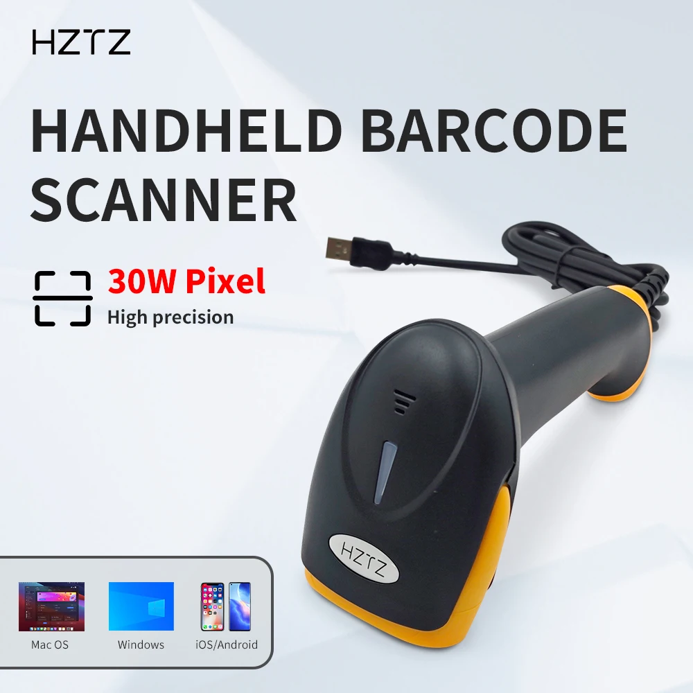 

Беспроводной 2D-сканер штрих-кодов HZTZ, считыватель QR-кодов с автоматическим обнаружением для POS-терминалов