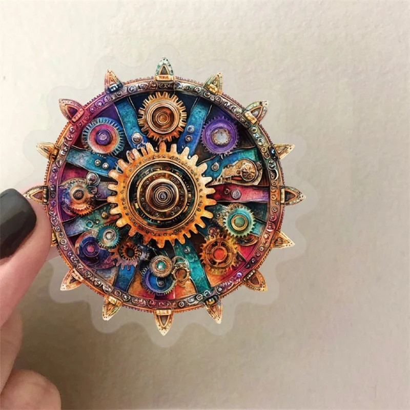 50PCS Colored Time-Space Gear PET Sticker Aesthetic Transparent DIY Phone Laptop Luggage Skateboard Graffiti Decals