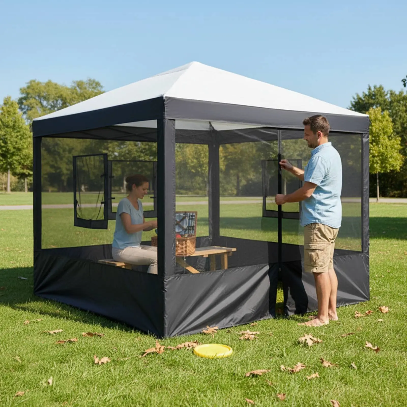 

Awning Sidewall with Mesh Mesh Openings Bug Protection Gazebo Screen Wall Outdoor Shelter Accessory for Camping, Patio