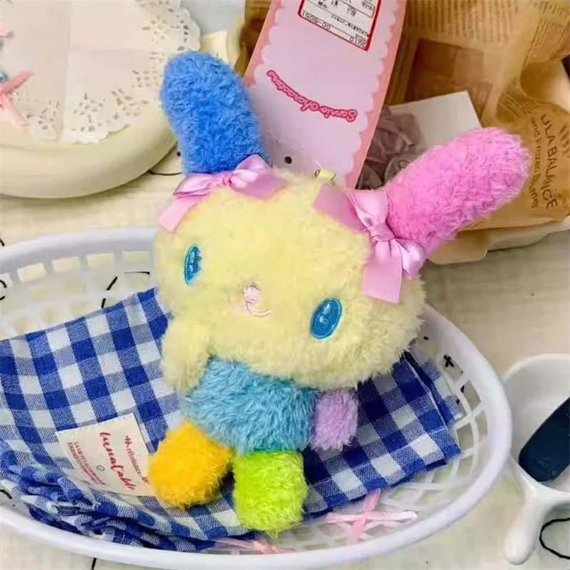 Rzadki breloczek z pluszową Usahano, limitowana edycja, truskawkowy czarno-biały króliczek, uroczy kawaii brelok do torby, zawieszka z łańcuszkiem kulkowym, breloczek do kluczy, prezent.