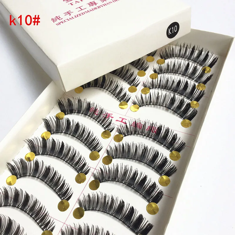 

Handmade 10 Pairs False Eyelashes Natural Nude Makeup Thick Simulation Eyelashes Daily Stage Performance Eyelash Extension K10