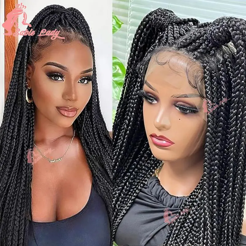 

Twist Braided Wigs Knotless Synthetic Full Lace Front Wigs 36'' Long Straight Hair Wig for Black Women Cornrow Box Braided Wigs