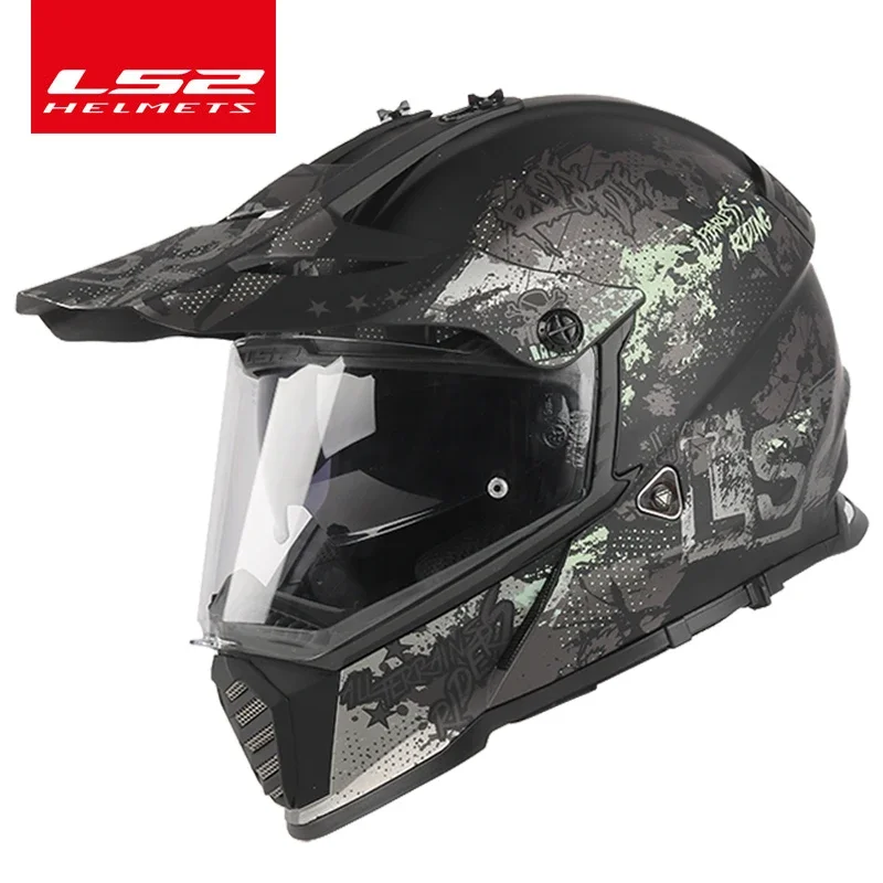 LS2 MX436 Twin Shield Motocross Helmet LS2 PIONEER EVO Motorcycle Helmets off road capacetes para moto capacete cross