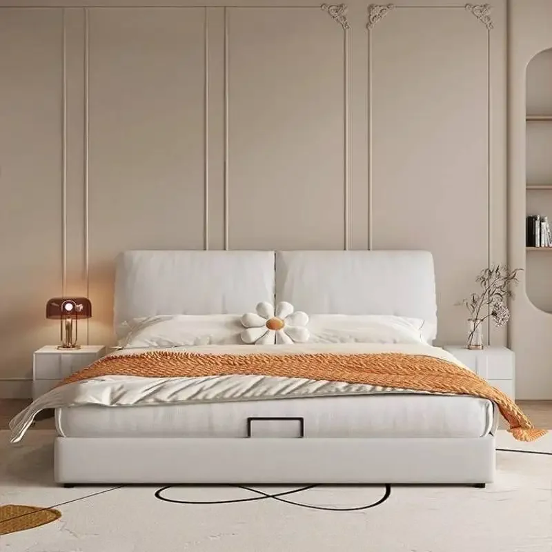 

European Large Double Bed Soft Designs Elegant Wooden Japanese Double Bed Luxury Storage Modern Cama Matrimonial Furniture
