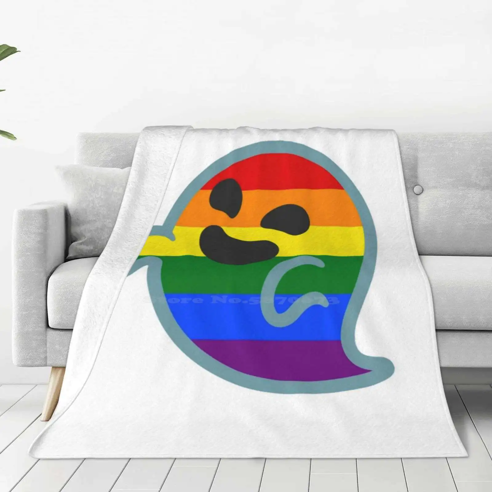 Gay Pride Android Ghost For Home Sofa Bed Camping Car Plane Travel Portable Blanket Lgbt Ghost Gay Pride Rainbow