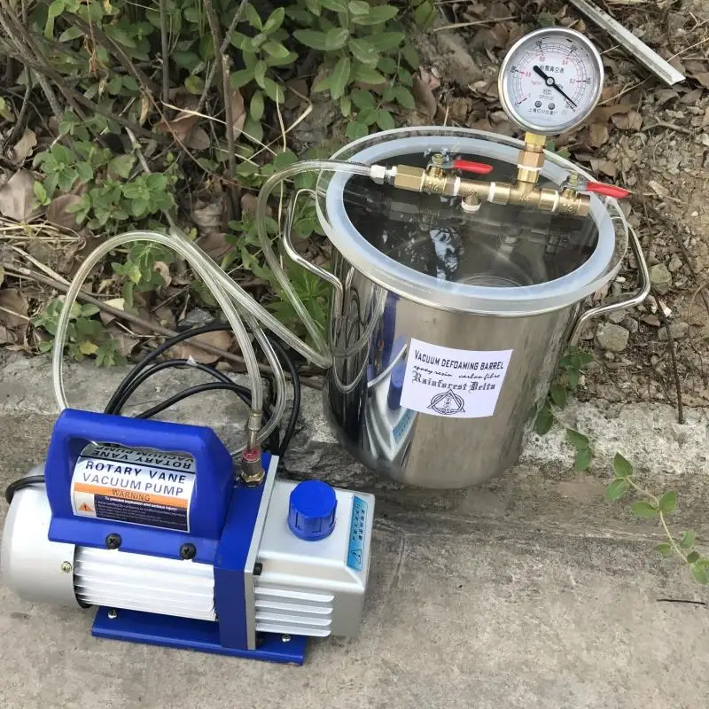 1.6 Gallon SS304 Vacuum Chamber Kit for Stabilizing Wood, DIY Epoxies Vacuum Defoaming Barrel with Vacuum Pump 110V/220V